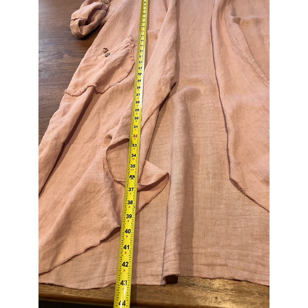 SAGA Linen Duster Cardigan Made in Italy Pink Open Front Lightweight Medium(?) - Picture 6 of 7